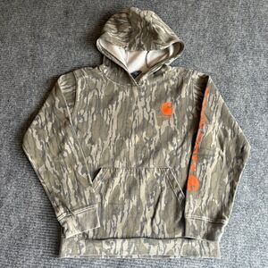 Carhartt Camo Hoodie Pullover Mossy Oak Orange Logo Kids M 10-12